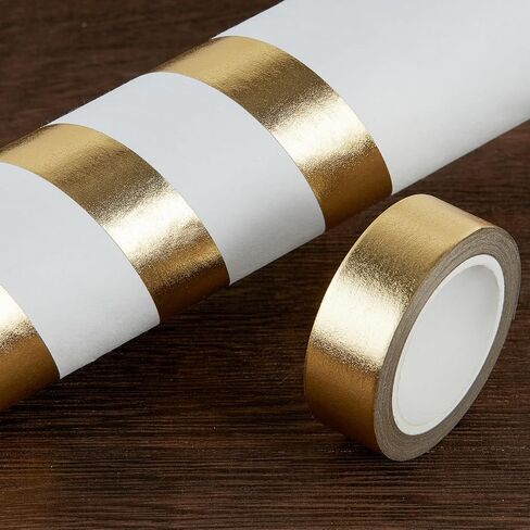 Gold Foil Washi Tape - 2 Rolls Low Tack Self Adhesive Decorative Metallic Foil Masking Tape for Crafting,Scrapbooking and Wall Decor Decorative 0.59in x66FT in Saudi Arabia