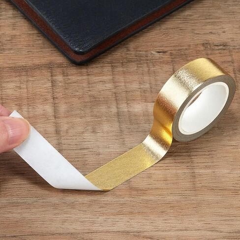 Gold Foil Washi Tape - 2 Rolls Low Tack Self Adhesive Decorative Metallic Foil Masking Tape for Crafting,Scrapbooking and Wall Decor Decorative 0.59in x66FT in Saudi Arabia