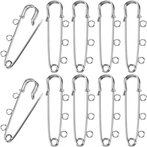 SUNNYCLUE 1 Box 30Pcs 3 Hole Safety Pin Silver Kilt Pin Bulk Metal Iron Heavy Duty Fastener Decoration Loops Clasp Brooches Findings for Sewing Blanket Clothes Scarf Skirt DIY Jewelry Accessories in Kuwait