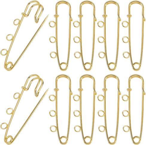 SUNNYCLUE 1 Box 30Pcs 3 Hole Safety Pin Silver Kilt Pin Bulk Metal Iron Heavy Duty Fastener Decoration Loops Clasp Brooches Findings for Sewing Blanket Clothes Scarf Skirt DIY Jewelry Accessories in Kuwait