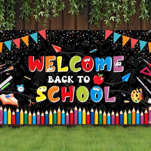Welcome Back to School Backdrop Banner Sign 72x44 Inch Welcome Back to School Party Decorations First Day of School Banner Bulletin Board Classroom Decor in Saudi Arabia