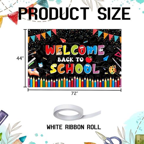 Welcome Back to School Backdrop Banner Sign 72x44 Inch Welcome Back to School Party Decorations First Day of School Banner Bulletin Board Classroom Decor in Saudi Arabia