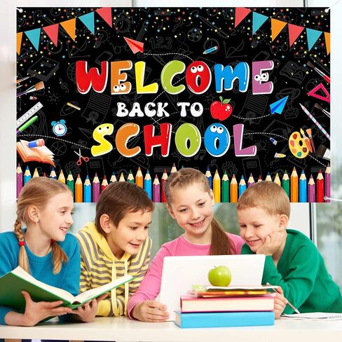 Welcome Back to School Backdrop Banner Sign 72x44 Inch Welcome Back to School Party Decorations First Day of School Banner Bulletin Board Classroom Decor in Saudi Arabia