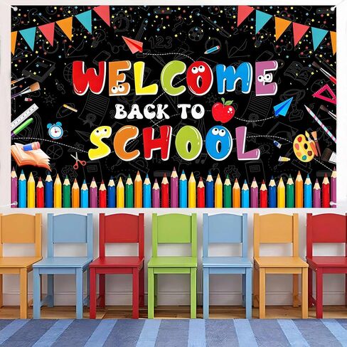 Welcome Back to School Backdrop Banner Sign 72x44 Inch Welcome Back to School Party Decorations First Day of School Banner Bulletin Board Classroom Decor in Saudi Arabia