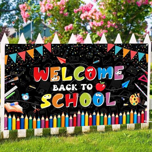 Welcome Back to School Backdrop Banner Sign 72x44 Inch Welcome Back to School Party Decorations First Day of School Banner Bulletin Board Classroom Decor in Saudi Arabia