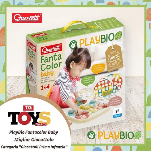 Quercetti Chunky Peggy PlayBio Stacking Toy - Classic Play for Motor Skill Development, Made with Recyclable Bioplastic, for Toddlers and Little Kids Ages 1-3 Years in Kuwait