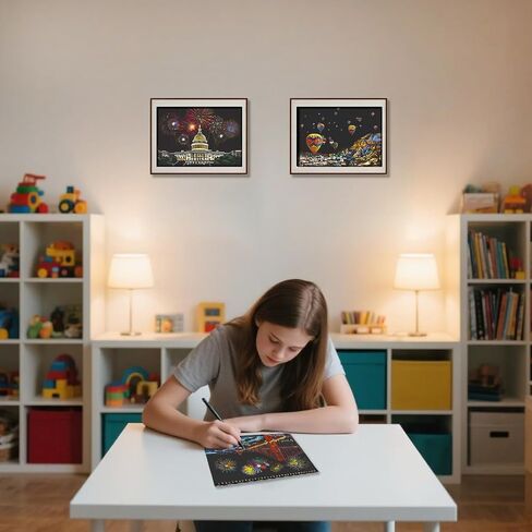20 PCS Cityscape Scratch Art Book for Teen & Adults: DIY Colorful City Series Painting Paper | ASMR Stress-Relief Engraving Kit Scratchboard | DIY Sketch Card Creative Craft Toy (Rainbow Landmarks) in Kuwait