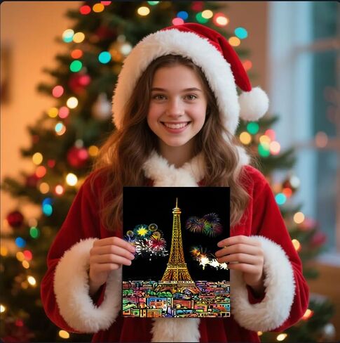 20 PCS Cityscape Scratch Art Book for Teen & Adults: DIY Colorful City Series Painting Paper | ASMR Stress-Relief Engraving Kit Scratchboard | DIY Sketch Card Creative Craft Toy (Rainbow Landmarks) in Kuwait