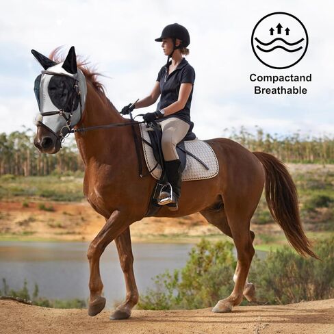 Foxlvda 3 PCS Horse Fly Mask-أقنعة ذبابة للخيول ذات الأذنين ، ونسيج تمدد التنفس مع حماية الأشعة فوق البنفسجية والشمس للخيول البالغة الكبيرة/المتوسطة (الأرجواني الأرجواني ، الكبير) in Kuwait