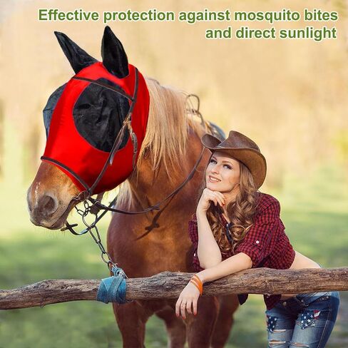 Foxlvda 3 PCS Horse Fly Mask-أقنعة ذبابة للخيول ذات الأذنين ، ونسيج تمدد التنفس مع حماية الأشعة فوق البنفسجية والشمس للخيول البالغة الكبيرة/المتوسطة (الأرجواني الأرجواني ، الكبير) in Kuwait