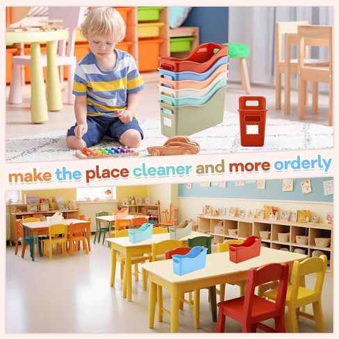 6 Pack Book and Binder Holders Morandi Book Bins for Classroom Organization Premium Plastic Boxes Baskets Storage Containers Accessories for Library Home Office Teacher Supplies School Classroom Decor in Saudi Arabia