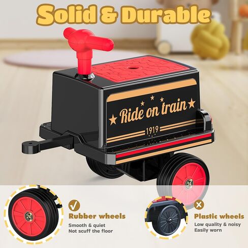 عربة قطار لركوب Anpabo 12V على القطار ، مع مساحة تخزين ، وتصميم ناعم ومقبض وتصميم شارات عتيقة ، أحمر in Kuwait