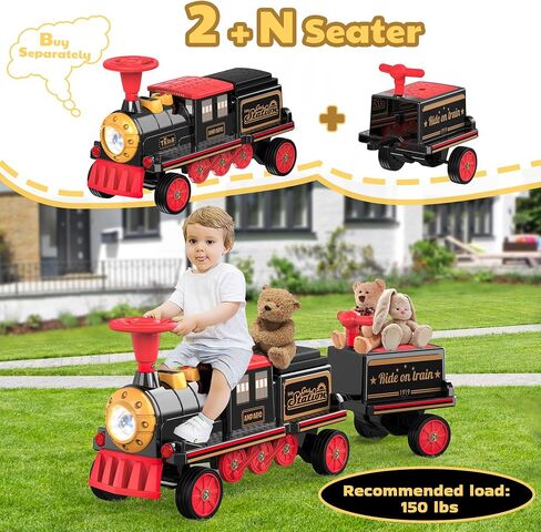 عربة قطار لركوب Anpabo 12V على القطار ، مع مساحة تخزين ، وتصميم ناعم ومقبض وتصميم شارات عتيقة ، أحمر in Kuwait