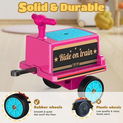 عربة قطار لركوب Anpabo 12V على القطار ، مع مساحة تخزين ، وتصميم ناعم ومقبض وتصميم شارات عتيقة ، أحمر in Kuwait