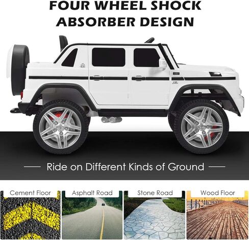 Honey Joy Ride On Truck و Mercedes-Benz Maybach G650 Battery Ride On Toys Car مع التحكم عن بعد وأضواء LED والموسيقى والبدء البطيء والسيارات الكهربائية 12 فولت للأطفال ، وهدية للبنين (أبيض) in Kuwait