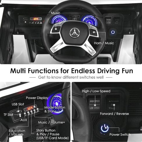 Honey Joy Ride On Truck و Mercedes-Benz Maybach G650 Battery Ride On Toys Car مع التحكم عن بعد وأضواء LED والموسيقى والبدء البطيء والسيارات الكهربائية 12 فولت للأطفال ، وهدية للبنين (أبيض) in Kuwait