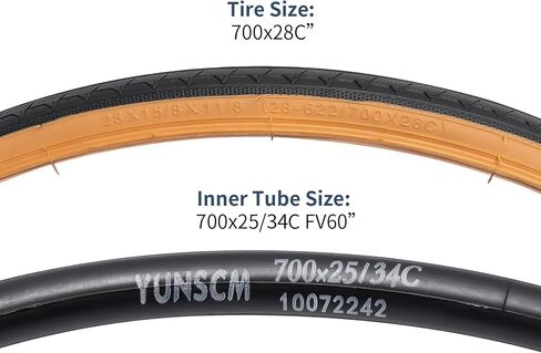 YUNSCM 2-PCS 700C إطارات الدراجة 28x1 5/8x1 1/8 700x28C/28-622 و700 أنابيب الدراجة الثقيلة صمام بريستا مع شريطين حافة متوافق مع إطارات وأنابيب الدراجة 700x26C 700x28C 700x30C (الجدار الجانبي البني) in Saudi Arabia