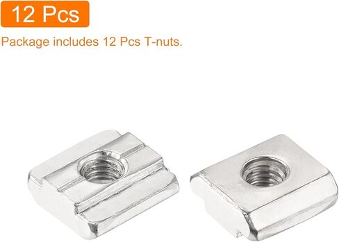 uxcell 25Pcs M6 T Nut Tee Sliding Slot Nuts, T-Slot Nut Hammer Nut Block Square Nut Fastener Carbon Steel Nickel Plated for Aluminum Extrusion Profile 3030 Series in Saudi Arabia