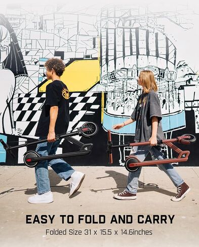 FanttikRide T9 Electric Scooter for Kids 4.3-5.6 ft, 7/10/12 MPH, LED Battery Level, Height Adjustable and Foldable, Electric Scooter for Kids, for Teenager, Up to 40 mins in Saudi Arabia