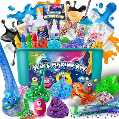 Monster Slime Kit for Girls, Galaxy Slime Making Kit for Girls Boys 6-12, Glimmer Crunchy, DIY Slime Kit with Add-ins, Foam Balls, Charms, Glitters,Party Favors Gift Toys for Kids in Saudi Arabia