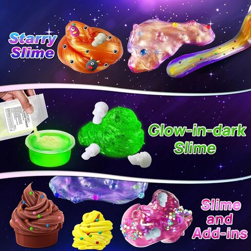 Monster Slime Kit for Girls, Galaxy Slime Making Kit for Girls Boys 6-12, Glimmer Crunchy, DIY Slime Kit with Add-ins, Foam Balls, Charms, Glitters,Party Favors Gift Toys for Kids in Saudi Arabia