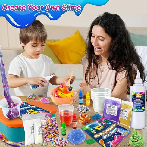 Monster Slime Kit for Girls, Galaxy Slime Making Kit for Girls Boys 6-12, Glimmer Crunchy, DIY Slime Kit with Add-ins, Foam Balls, Charms, Glitters,Party Favors Gift Toys for Kids in Saudi Arabia