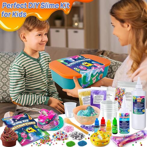 Monster Slime Kit for Girls, Galaxy Slime Making Kit for Girls Boys 6-12, Glimmer Crunchy, DIY Slime Kit with Add-ins, Foam Balls, Charms, Glitters,Party Favors Gift Toys for Kids in Saudi Arabia