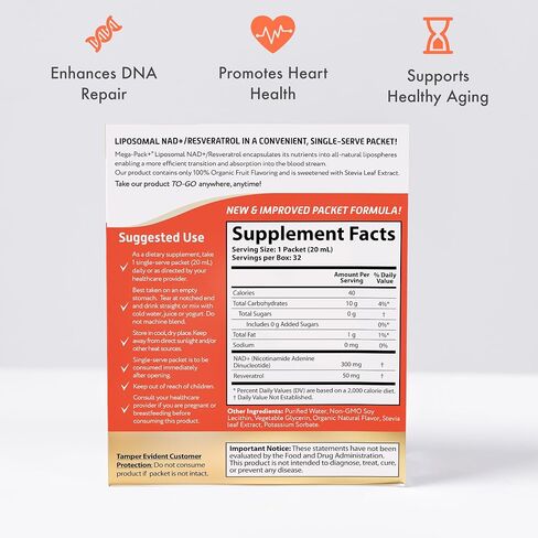 Aurora Nutrascience, Mega-Liposomal NAD+/ريسفيراترول، خالي من الغلوتين، غير معدل وراثيًا، خالي من السكر، نكهة الفاكهة العضوية، 16 أونصة سائلة (480 مل) in Saudi Arabia