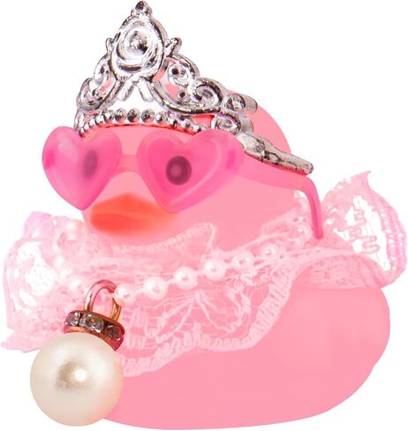 wonuu Car Rubber Duck Decoration Cute Pink Car Accessories Car Ducks for Dashboard with Dress Loveglasses Necklace, Lace Skirt in Kuwait