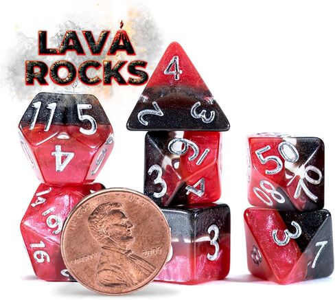 Gate Keeper Games & Dice: Mighty Tiny Dice: Chromatic Lightning - 7 pc - RPG Dice Set Thermal Color Changing, 12mm Resin, Change Color Purple to White in Saudi Arabia