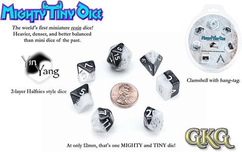 Gate Keeper Games & Dice: Mighty Tiny Dice: Chromatic Lightning - 7 pc - RPG Dice Set Thermal Color Changing, 12mm Resin, Change Color Purple to White in Saudi Arabia