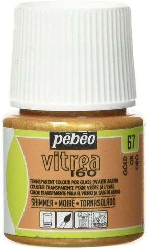 Pebeo Vitrea 160 Water-Based Acrylic Paint for Glass (Oven Baked), Shimmer Color, 1.6 fl oz (45 ml), Shimmer Gold 67 in Saudi Arabia
