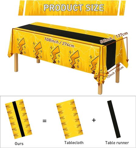4Pcs 2in1 Yellow Cartoon Birthday Party Decorations Tablecloth, 54" x 108" Table Cloth Disposable Rectangle Plastic Table Cover for Kids Baby Shower Party Supplies in Kuwait