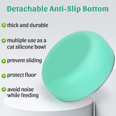 Non-Slip Stainless Steel Cat Bowls, 2 Pack Cat Dishes for Food and Water with Detachable Colorful Silicone Anti-Slip Bottom, 5 '' Wide Thick & Heavy Duty Metal Pet Bowls for Kitten, Cats and Puppy in Kuwait