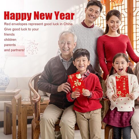 36pcs Chinese New Year Red Envelopes, 2024 New Year Hong Bao, 6 Styles Large Spring Festival Red Pocket Lucky Money Packets for Year of The Dragon, Weeding, Birthday, Christmas (Style 2) in Saudi Arabia