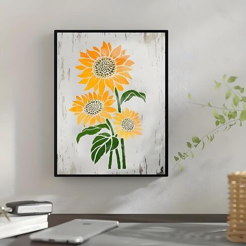 20pcs Stencils for Painting，Flower Stencils，Stencils for Crafts Reusable，Stencil，Sunflower Stencils for Painting，Wall Stencil (Sunflower) in Kuwait
