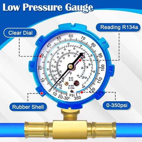 مجموعة خرطوم إعادة شحن فريون الثلاجة - R134a R12 R22 مجموعة أدوات إعادة شحن الثلاجة مع 2 صمامات حنفية ثقب الرصاص BPV31، ومحول ذاتي الغلق R134a، لإعادة تعبئة مبرد الثلاجة (النمط الأبيض 1) in Saudi Arabia