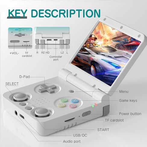 Miyoo Flip Surwish OS Handheld Game Console, LITNXT Retro Game Console Portable Retro Arcade Gaming System with Screen Protector, Birthday Xmas Gift for Adults in Saudi Arabia