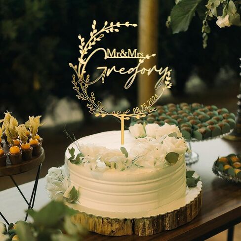 Wedding Cake Toppers,Custom Cake Topper Wedding Bride and Groom,Personalized 16 Colors Anniversary Mr and Mrs Cake Decoration in Kuwait