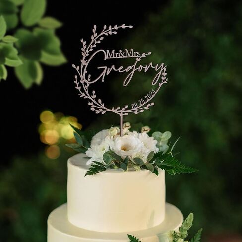 Wedding Cake Toppers,Custom Cake Topper Wedding Bride and Groom,Personalized 16 Colors Anniversary Mr and Mrs Cake Decoration in Kuwait