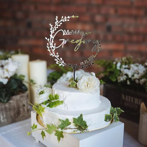 Wedding Cake Toppers,Custom Cake Topper Wedding Bride and Groom,Personalized 16 Colors Anniversary Mr and Mrs Cake Decoration in Kuwait