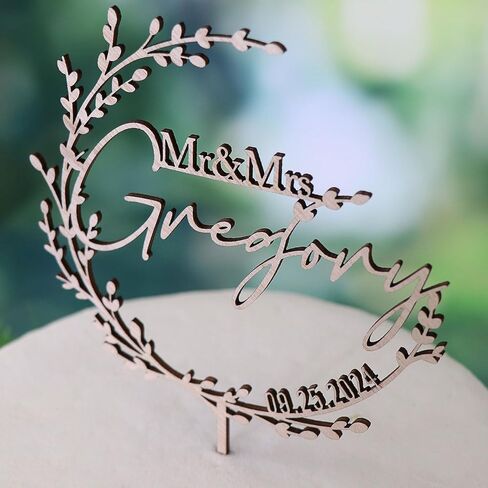 Wedding Cake Toppers,Custom Cake Topper Wedding Bride and Groom,Personalized 16 Colors Anniversary Mr and Mrs Cake Decoration in Kuwait