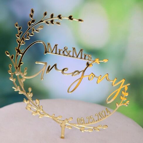 Wedding Cake Toppers,Custom Cake Topper Wedding Bride and Groom,Personalized 16 Colors Anniversary Mr and Mrs Cake Decoration in Kuwait