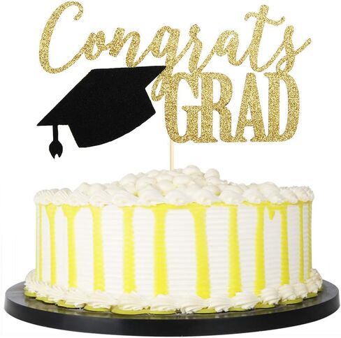 Palasasa Congrats Cake Topper ، 2025 زخارف الحفلات العليا (الذهب 6.6inch) in Kuwait