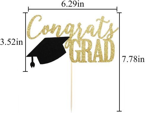 Palasasa Congrats Cake Topper ، 2025 زخارف الحفلات العليا (الذهب 6.6inch) in Kuwait
