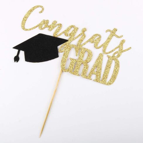 Palasasa Congrats Cake Topper ، 2025 زخارف الحفلات العليا (الذهب 6.6inch) in Kuwait