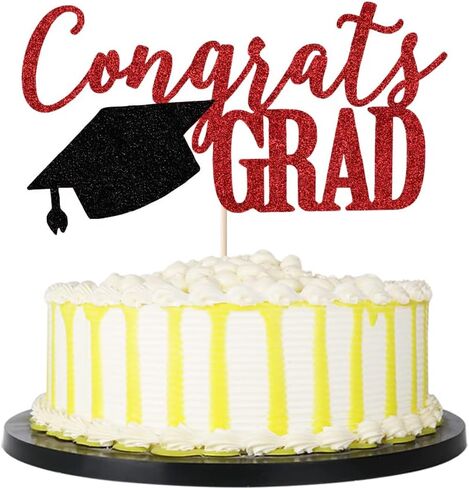 Palasasa Congrats Cake Topper ، 2025 زخارف الحفلات العليا (الذهب 6.6inch) in Kuwait