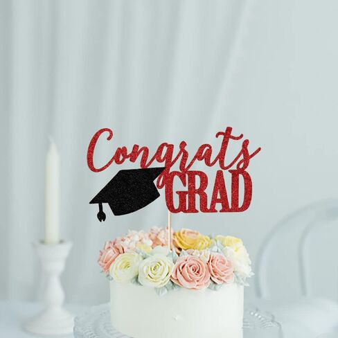 Palasasa Congrats Cake Topper ، 2025 زخارف الحفلات العليا (الذهب 6.6inch) in Kuwait