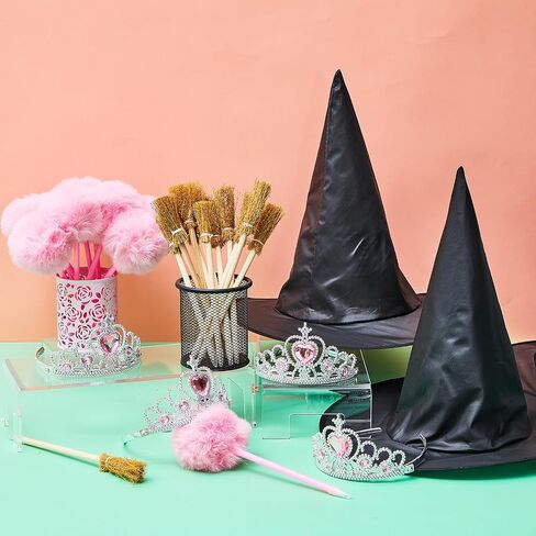 32 Pcs Witch and Princess Party Favors 8 Witch Hats 8 Princess Crowns 8 Pcs Star Pens and 8 Pcs Broom Pencils Decoration for Party Supplies Dress up Costume Cosplay Gift in Saudi Arabia