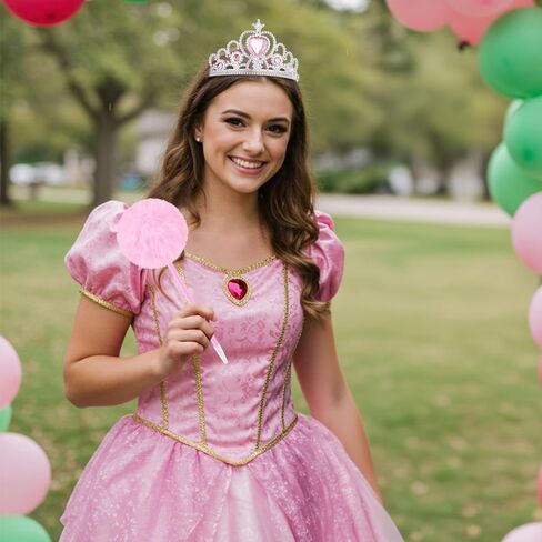 32 Pcs Witch and Princess Party Favors 8 Witch Hats 8 Princess Crowns 8 Pcs Star Pens and 8 Pcs Broom Pencils Decoration for Party Supplies Dress up Costume Cosplay Gift in Saudi Arabia